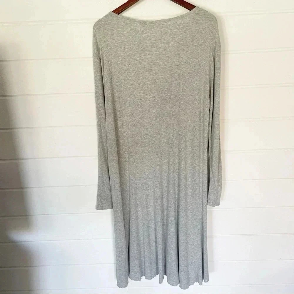 Ontheland Lightweight Rib Knit Button Down Raw Hem Duster Cardigan Size Large - Picture 7 of 8